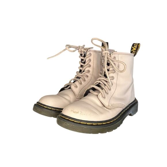 Doc Dr. Martens 25634 Side-Zip Combat Boots Size 1 Taupe - Picture 2 of 6